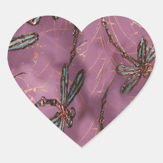 Sticker Cœur Dragonfly Flit Dusky Rose (Devant)