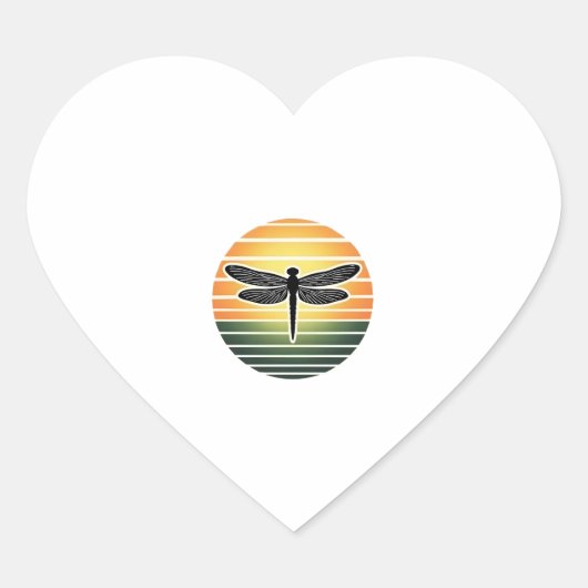 Sticker Cœur Dragonfly Retro (3) (Devant)