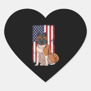 Sticker Cœur Drapeau Akita USA