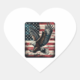 Sticker Cœur Drapeau américain Aigle 4 juillet Jour Cadeaux Aig