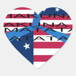 Sticker Cœur Drapeau américain avec Hakuna Matata : Design patr