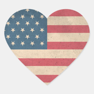 Sticker Cœur Drapeau américain en forme de coeur patriotique