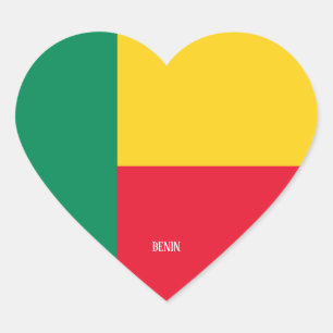 Sticker Cœur Drapeau Bénin Splendide patriotique