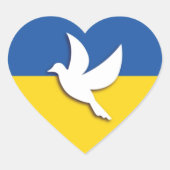 STICKER CŒUR DRAPEAU BLEU JAUNE EN BICOULEUR D'UKRAINE PAIX DOV (Devant)