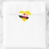Sticker Cœur Drapeau Brunei Splendide patriotique (Sac)