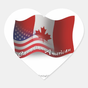 Sticker Cœur Drapeau canadien-américain