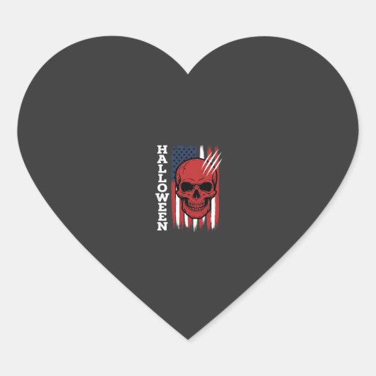 Sticker Cœur Drapeau crâne Halloween Vector Design_1 (Devant)