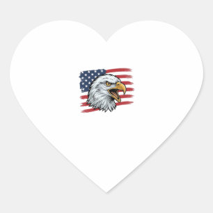 Sticker Cœur Drapeau d'aigle patriotique dessin vectoriel vinta