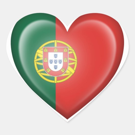 Sticker Cœur Drapeau de coeur portugais sur blanc (Devant)