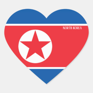 Sticker Cœur Drapeau de Corée du Nord Splendide patriotique
