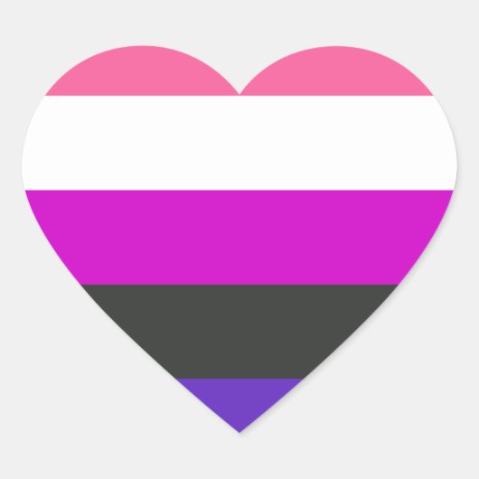 Sticker Cœur Drapeau de fierté genderfluid (Devant)