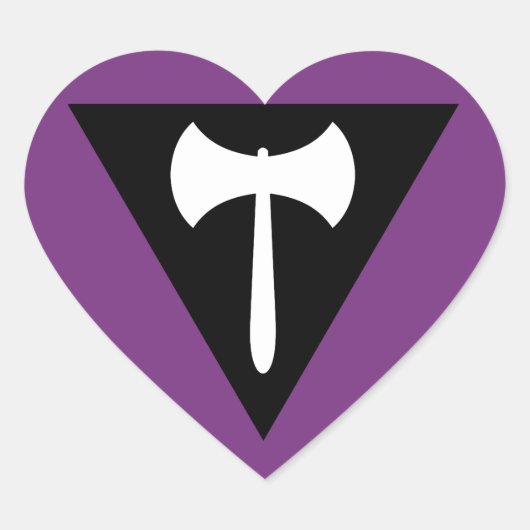 Sticker Cœur Drapeau de fierté lesbienne Ax pourpre (Devant)