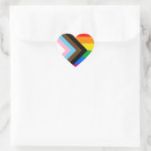 Sticker Cœur Drapeau de fierté progressiste LGBTQ+ (Sac)