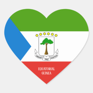 Sticker Cœur Drapeau de Guinée équatoriale splendide patriotiqu
