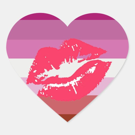 Sticker Cœur Drapeau de la fierté lesbienne (Devant)