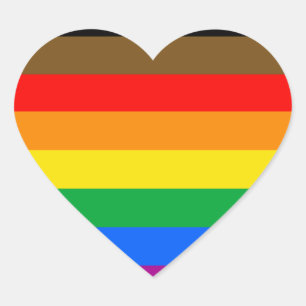 Sticker Cœur Drapeau de la fierté LGBT à 8 bandes