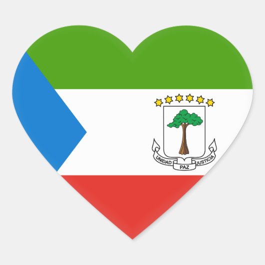 Sticker Cœur Drapeau de la Guinée équatoriale (Devant)
