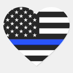 Sticker Cœur Drapeau de la police Thin Blue Line