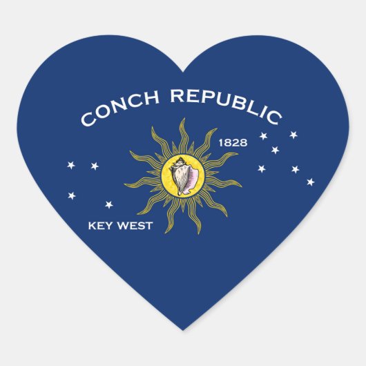 Sticker Cœur Drapeau de la République de Conch, Drapeau de Key (Devant)