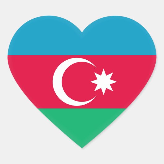 Sticker Cœur Drapeau de l'Azerbaïdjan (Devant)