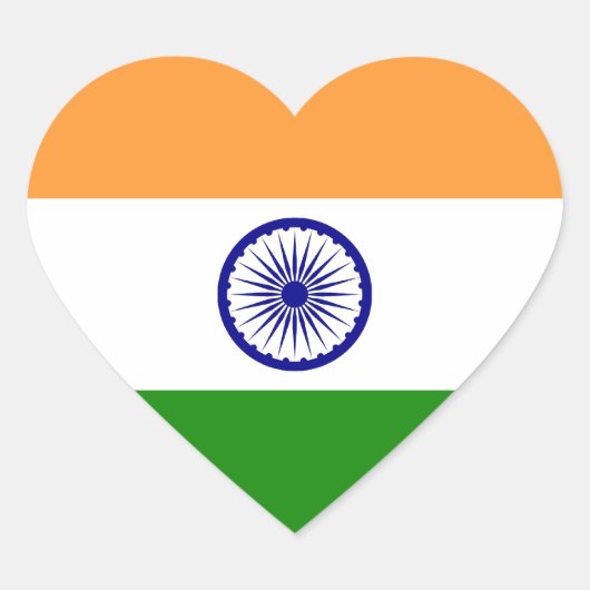 Sticker Cœur Drapeau de l'Inde (Devant)