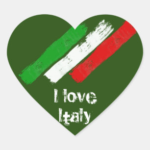 Sticker Cœur Drapeau de l'Italie. J'aime l'Italie