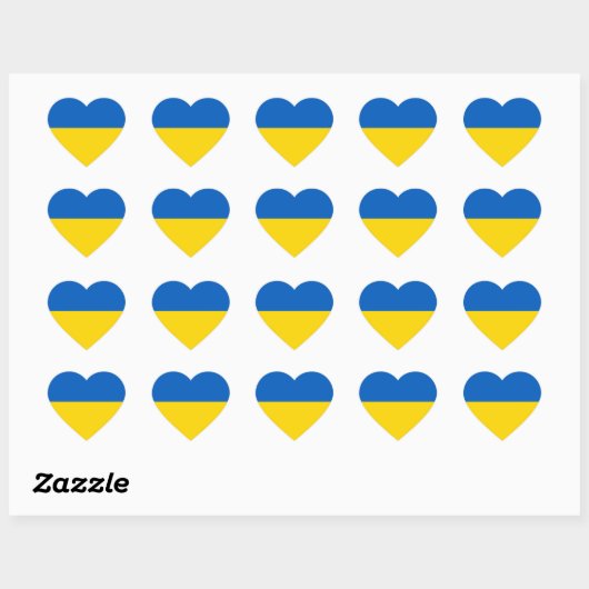 Sticker Cœur Drapeau de l'Ukraine (Feuille)