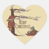 Sticker Cœur Drapeau de Noël Vintage (Devant)