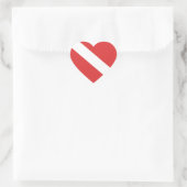 Sticker Cœur Drapeau de plongée - Emblème de plongée Rouge Blan (Sac)