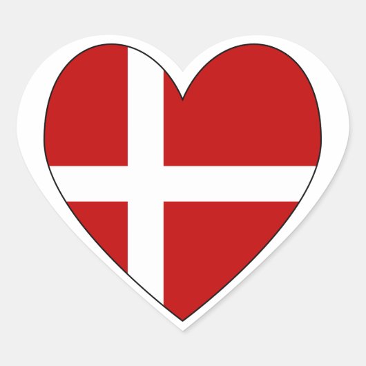 Sticker Cœur Drapeau de Saint-Valentin au coeur du Danemark (Devant)