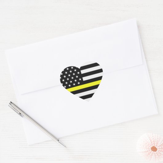 Sticker Cœur Drapeau de Thin Yellow (Enveloppe)