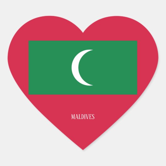 Sticker Cœur Drapeau des Maldives Splendide patriotique (Devant)