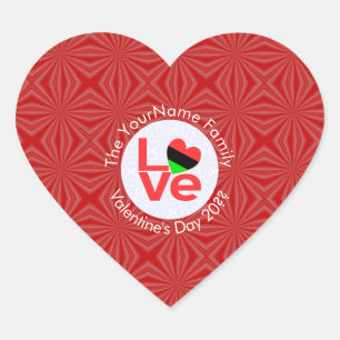 Sticker Cœur Drapeau du cœur de la diaspora africaine LOVE Roug
