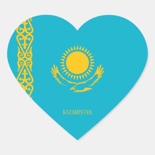 Sticker Cœur Drapeau du Kazakhstan patriotique (Devant)