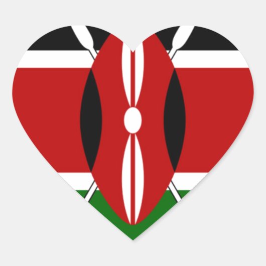 Sticker Cœur Drapeau du Kenya : avec cadre de drapeau miniature (Devant)