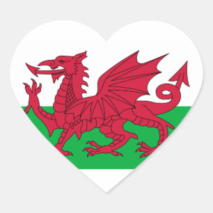Sticker Cœur drapeau du pays de galles