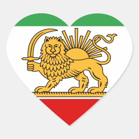 Sticker Cœur Drapeau du Shah d'Iran (1964-1980) ♥880 ♥ ♥er (Devant)