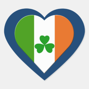 Sticker Cœur drapeau et shamrock de l'Irlande
