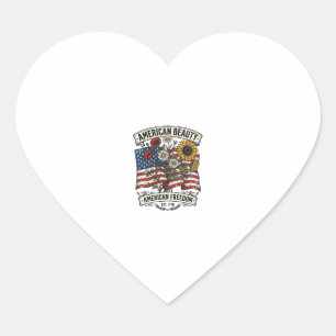 Sticker Cœur Drapeau Floral American Beauty Patriotique