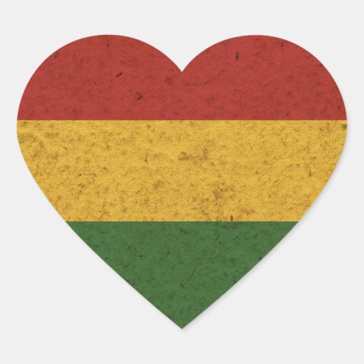 Sticker Cœur Drapeau Grunge Rasta (Devant)