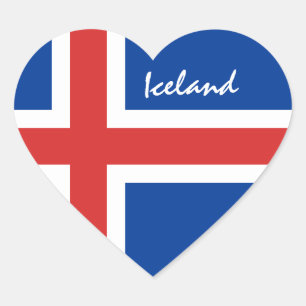 Sticker Cœur Drapeau islandais et fans de vacances/sports en Is