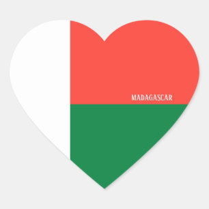 Sticker Cœur Drapeau Madagascar Splendide Patriotique