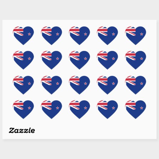Sticker Cœur Drapeau néo-zélandais (Feuille)