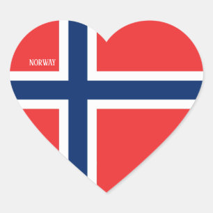 Sticker Cœur Drapeau Norvège Splendide Patriotique