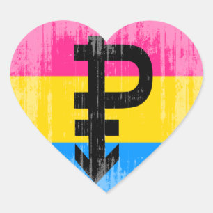 Sticker Cœur Drapeau Pansexual vintage
