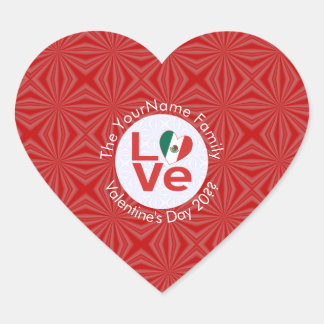 Sticker Cœur Drapeau Red LOVE mexicain personnalisé