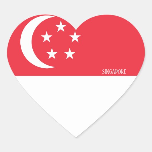 Sticker Cœur Drapeau Singapour Splendide patriotique (Devant)