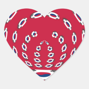 Sticker Cœur Drapeau sud-coréen à pois : une touche florale
