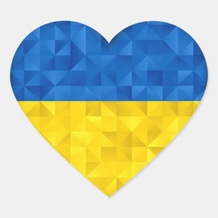 Sticker Cœur Drapeau ukrainien. Amour pour l'Ukraine. Soutien. 
