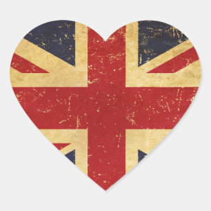 Sticker Cœur Drapeau Union Jack britannique Vintage